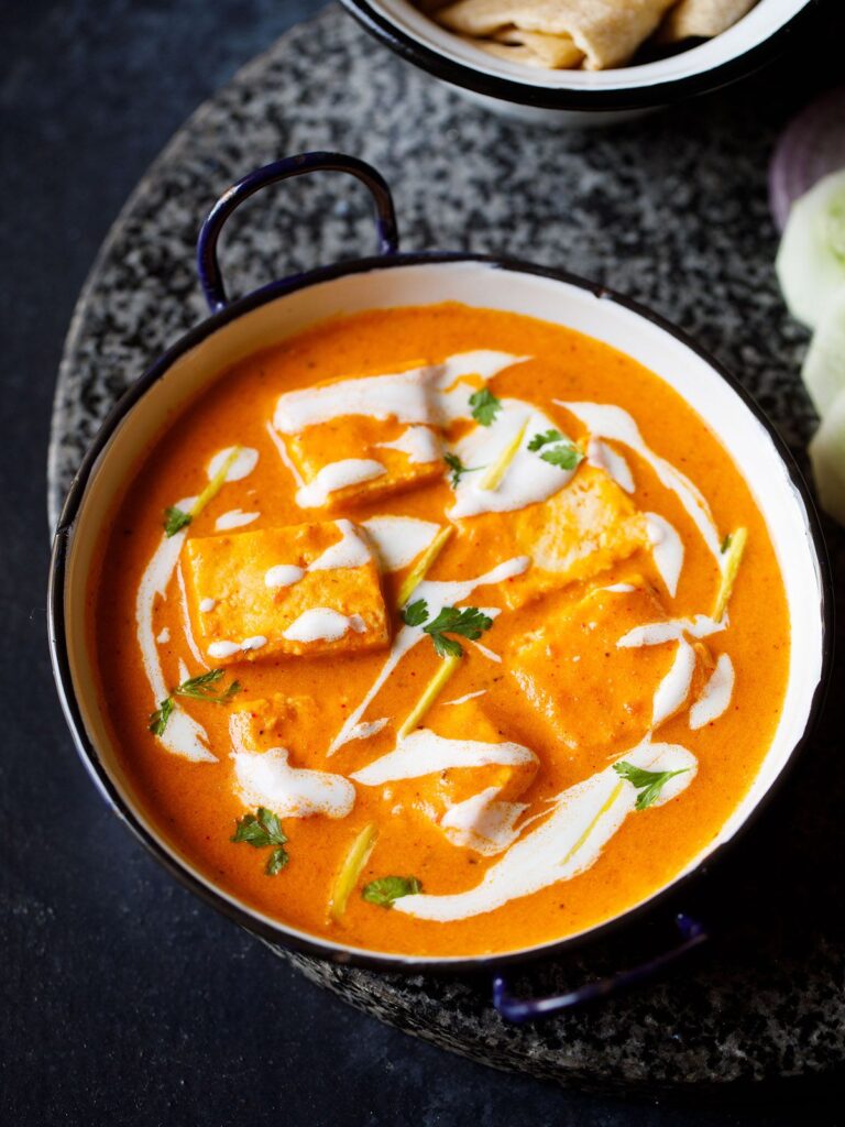 Healthy vegetarian Indian meal with paneer and vegetables